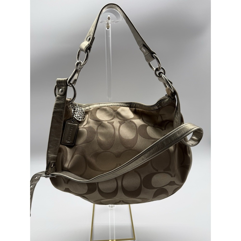 COACH Signature Large Tan Hobo Shoulder Bag 12676